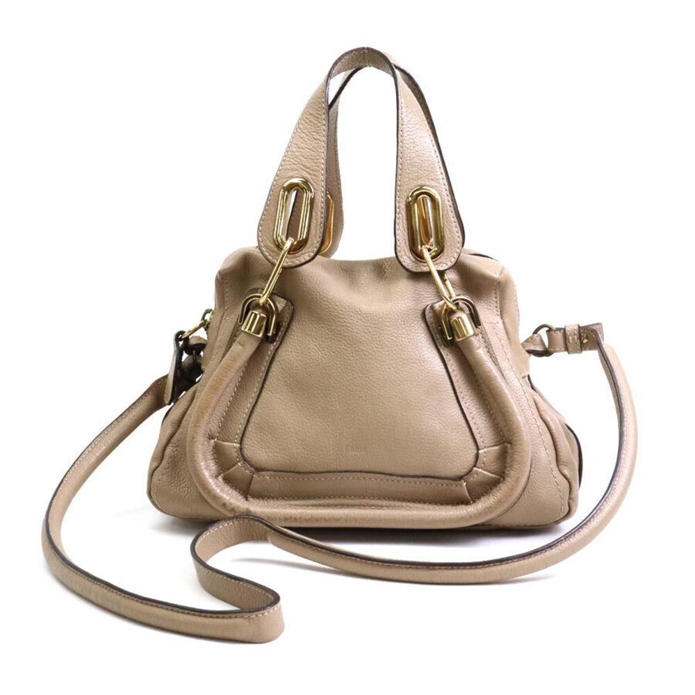 Chloe Paraty handbag shoulder bag Beige Tan gold leather